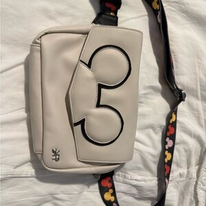 Beige Crossbody Bag with Black Accents